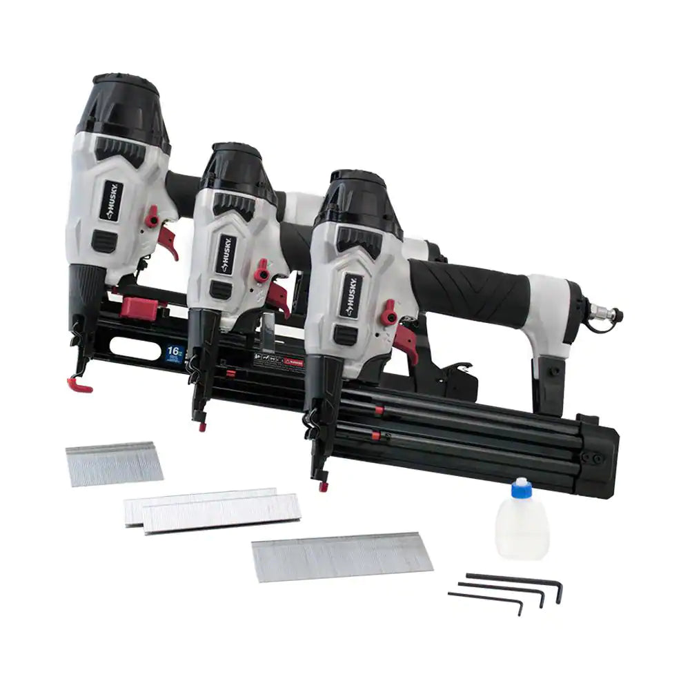 Husky DPFBC940 Pneumatic 4-in-1 18-Gauge 1-5/8 in. Mini Flooring Nailer and Stapler