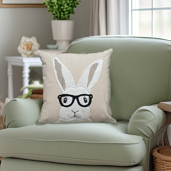 Smart Bunny Easter Throw Pillow Cover