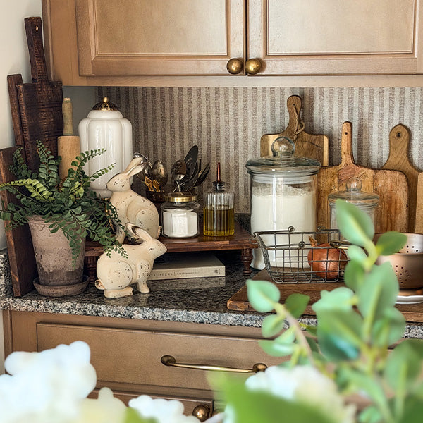 Weathered Cream Bunny Figurines, Set of 2 | Indoor/Outdoor