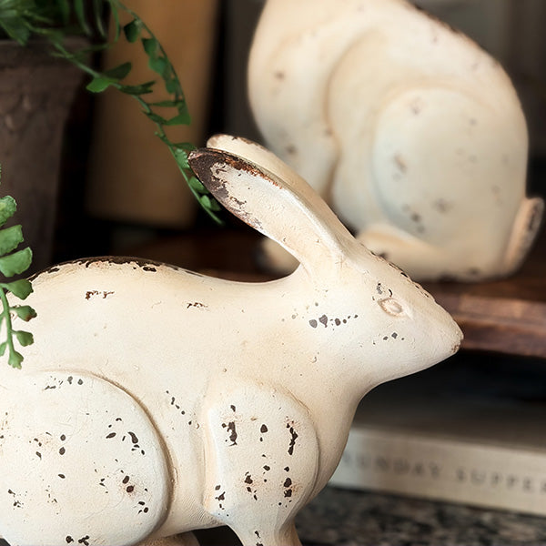 Weathered Cream Bunny Figurines, Set of 2 | Indoor/Outdoor