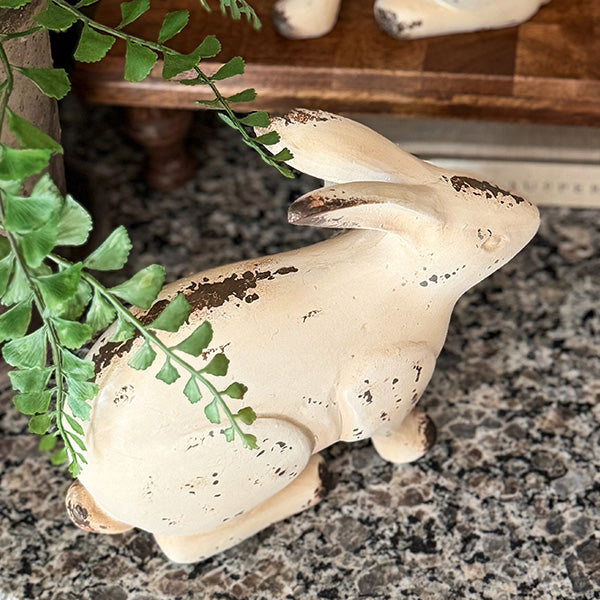 Weathered Cream Bunny Figurines, Set of 2 | Indoor/Outdoor