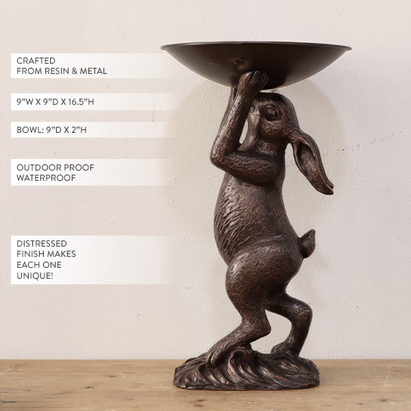 Bronze Standing Bunny Bowl | Brilliant Centerpiece Collection