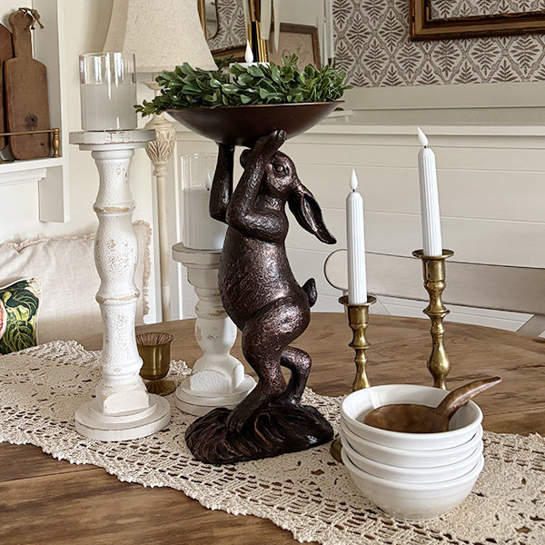 Bronze Standing Bunny Bowl | Brilliant Centerpiece Collection