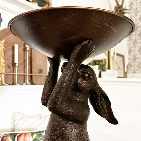Bronze Standing Bunny Bowl | Brilliant Centerpiece Collection
