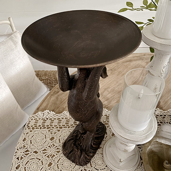 Bronze Standing Bunny Bowl | Brilliant Centerpiece Collection