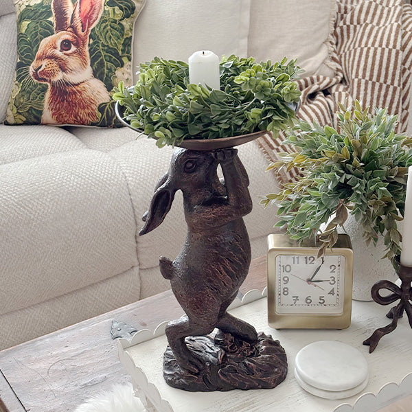 Bronze Standing Bunny Bowl | Brilliant Centerpiece Collection