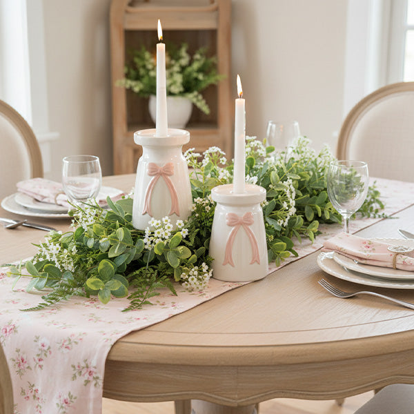 Pink Bow Taper Candle Riser, Choose Your Size