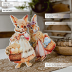 Vintage Easter Bunny Wood Cutouts, Set of 2