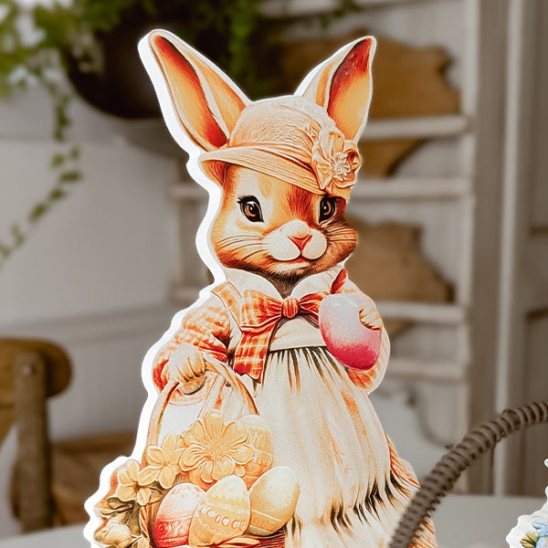 Vintage Easter Bunny Wood Cutouts, Set of 2
