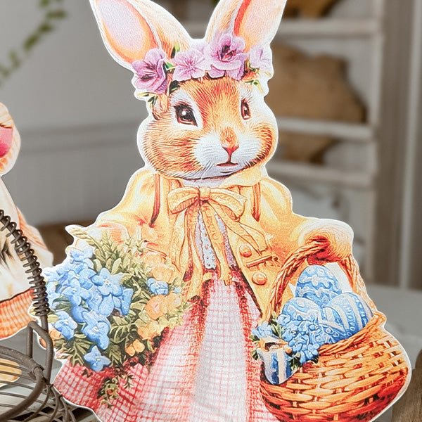 Vintage Easter Bunny Wood Cutouts, Set of 2