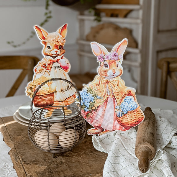Vintage Easter Bunny Wood Cutouts, Set of 2