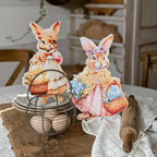 Vintage Easter Bunny Wood Cutouts, Set of 2