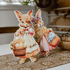 Vintage Easter Bunny Wood Cutouts, Set of 2