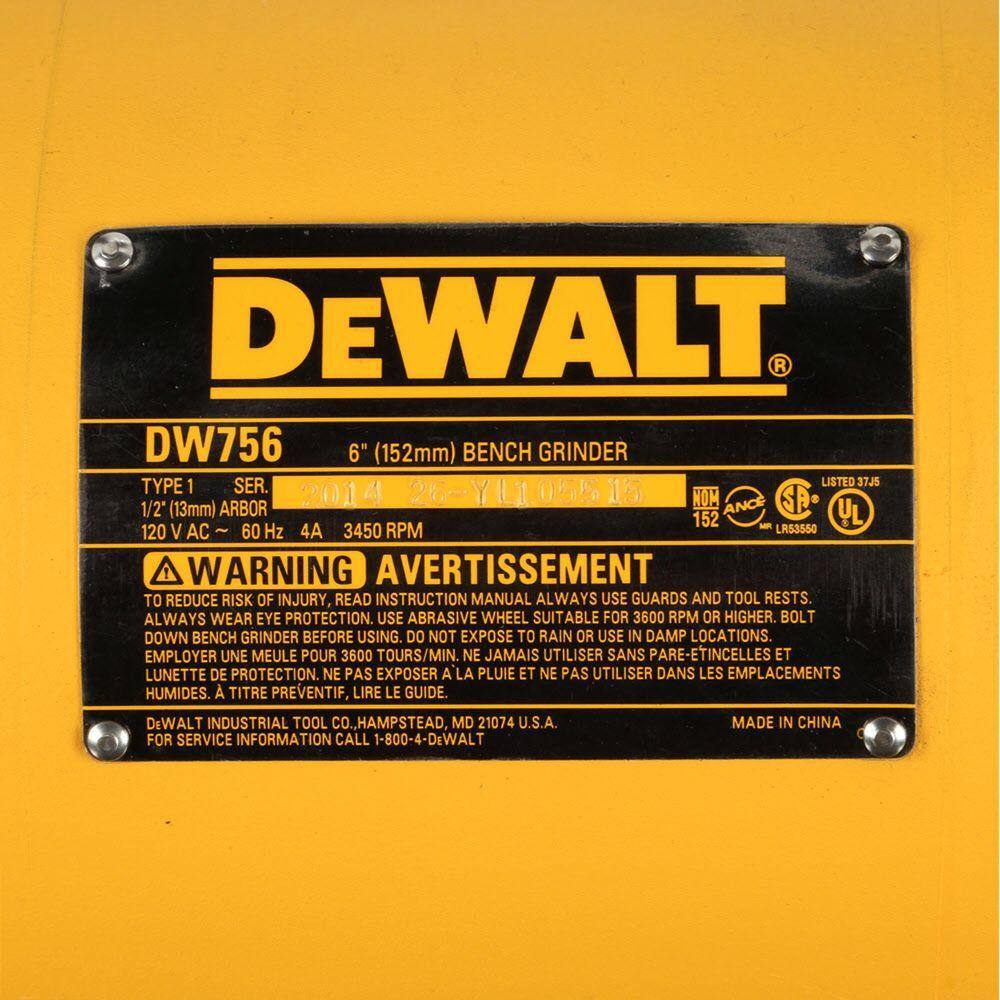 DEWALT DW756 6 in. (150 mm) Bench Grinder
