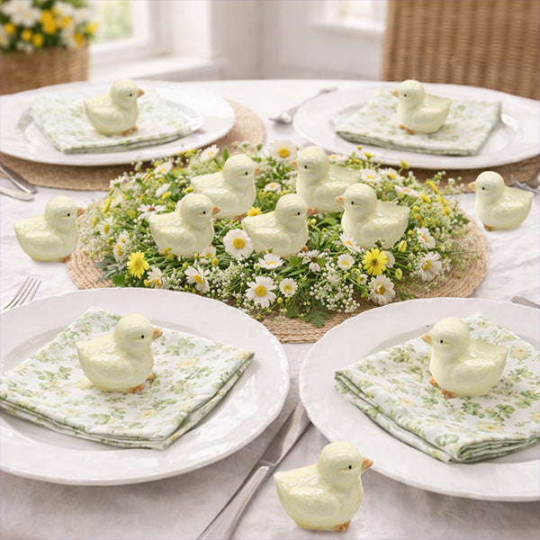 Cream Easter Duckling Figurines, Set of 12