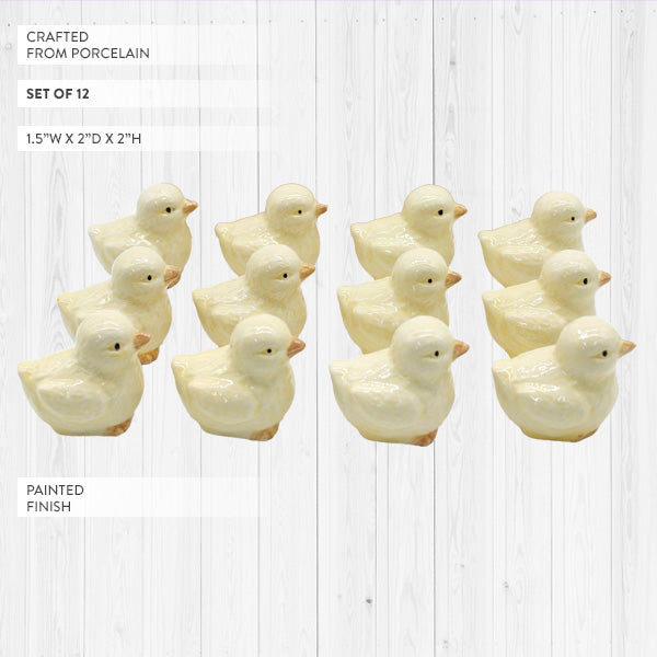 Cream Easter Duckling Figurines, Set of 12