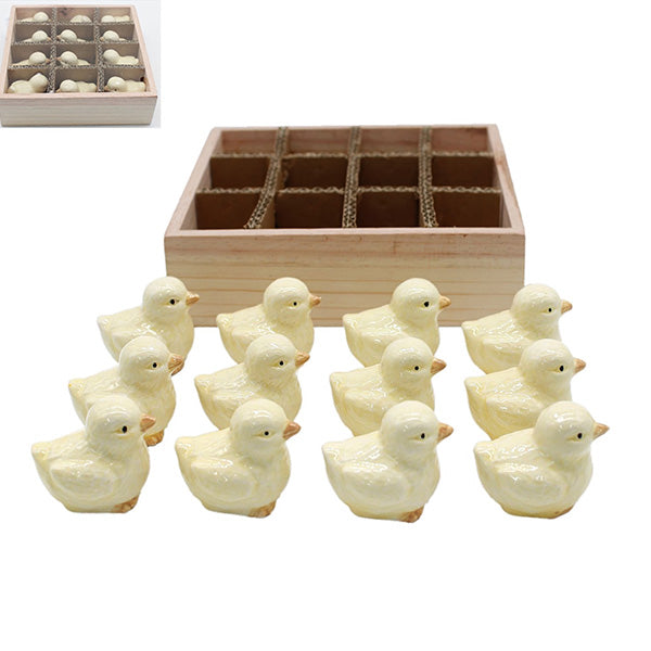 Cream Easter Duckling Figurines, Set of 12