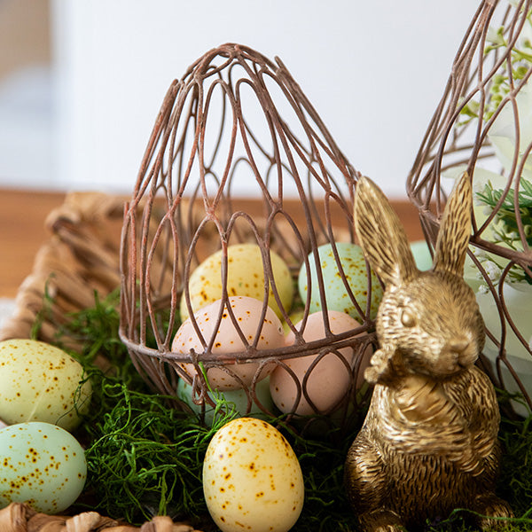Nested Distressed Copper Metal Wire Egg Cage, Set of Three