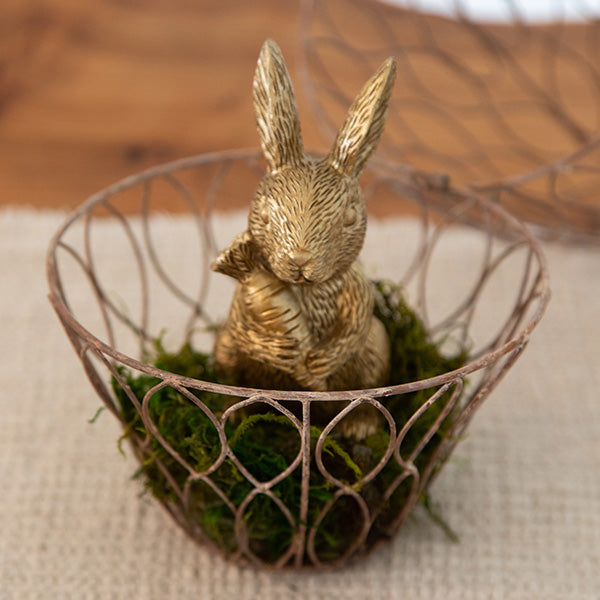 Nested Distressed Copper Metal Wire Egg Cage, Set of Three
