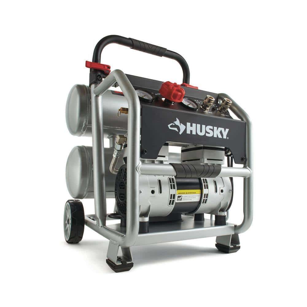 Husky 3320445 4.5 Gal. Portable Silent Air Compressor – Electric-Powered