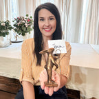 Vintage Distressed Gold Bunny Place Card Holders with Staff, Set of 4
