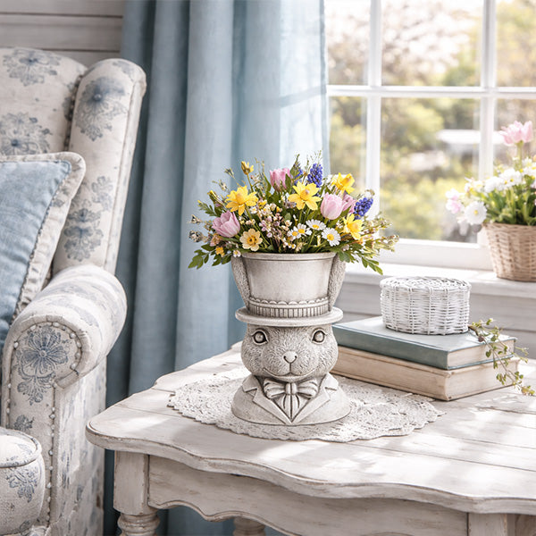 Dapper Bunny with Top Hat Planter