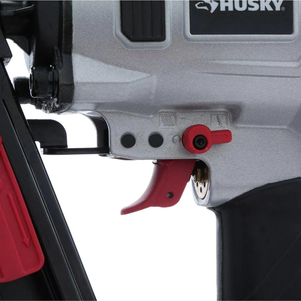 Husky DPFRPNCB Pneumatic 21-Degree 3-1/2 in. Full Round Head Framing Nailer and Pneumatic Mini Palm Nailer Kit with Nails