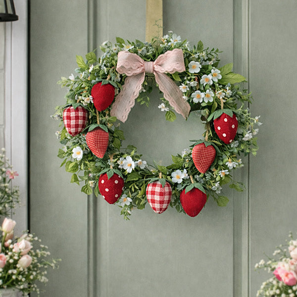 Fabric Strawberry Ornaments, Set of 4 | Farmhouse Spring Decor