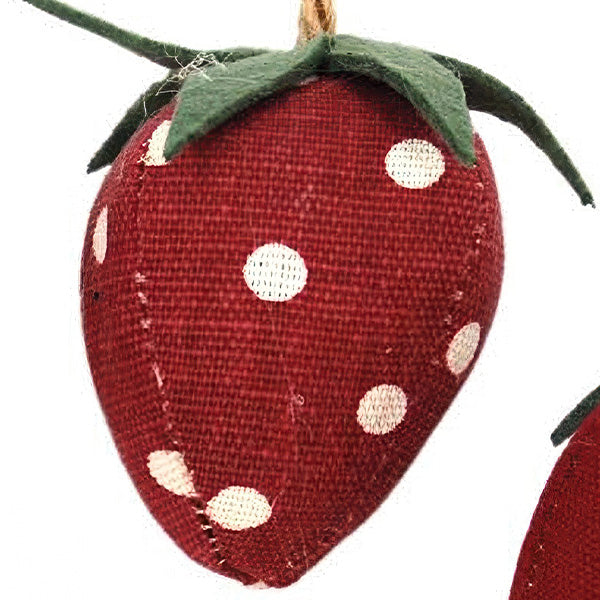 Fabric Strawberry Ornaments, Set of 4 | Farmhouse Spring Decor